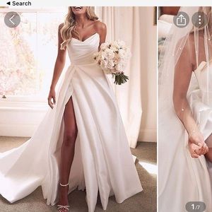 Wedding dress beautiful, very full and satin. Just didn’t fit